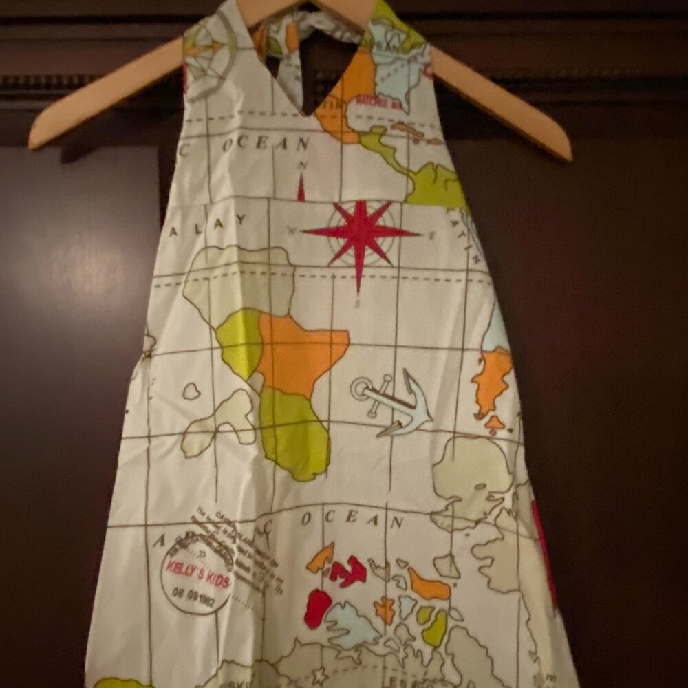 Kelly's Kids Halter Swing Dress - Map Print - Size S (5-6)
